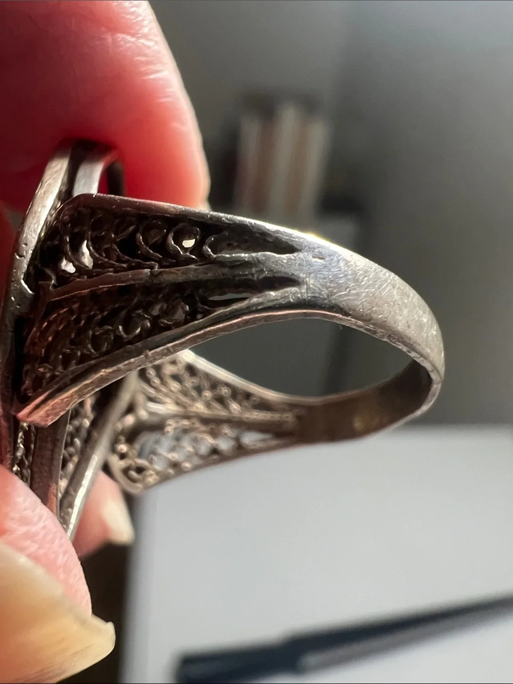 Fabulous Filigree Silver Tone Statement Ring - Vintage Heirloom